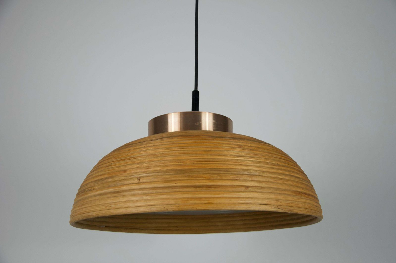 Wooden And Glass Pendant Lamp By Doria, 1960s, Germany photo for sale