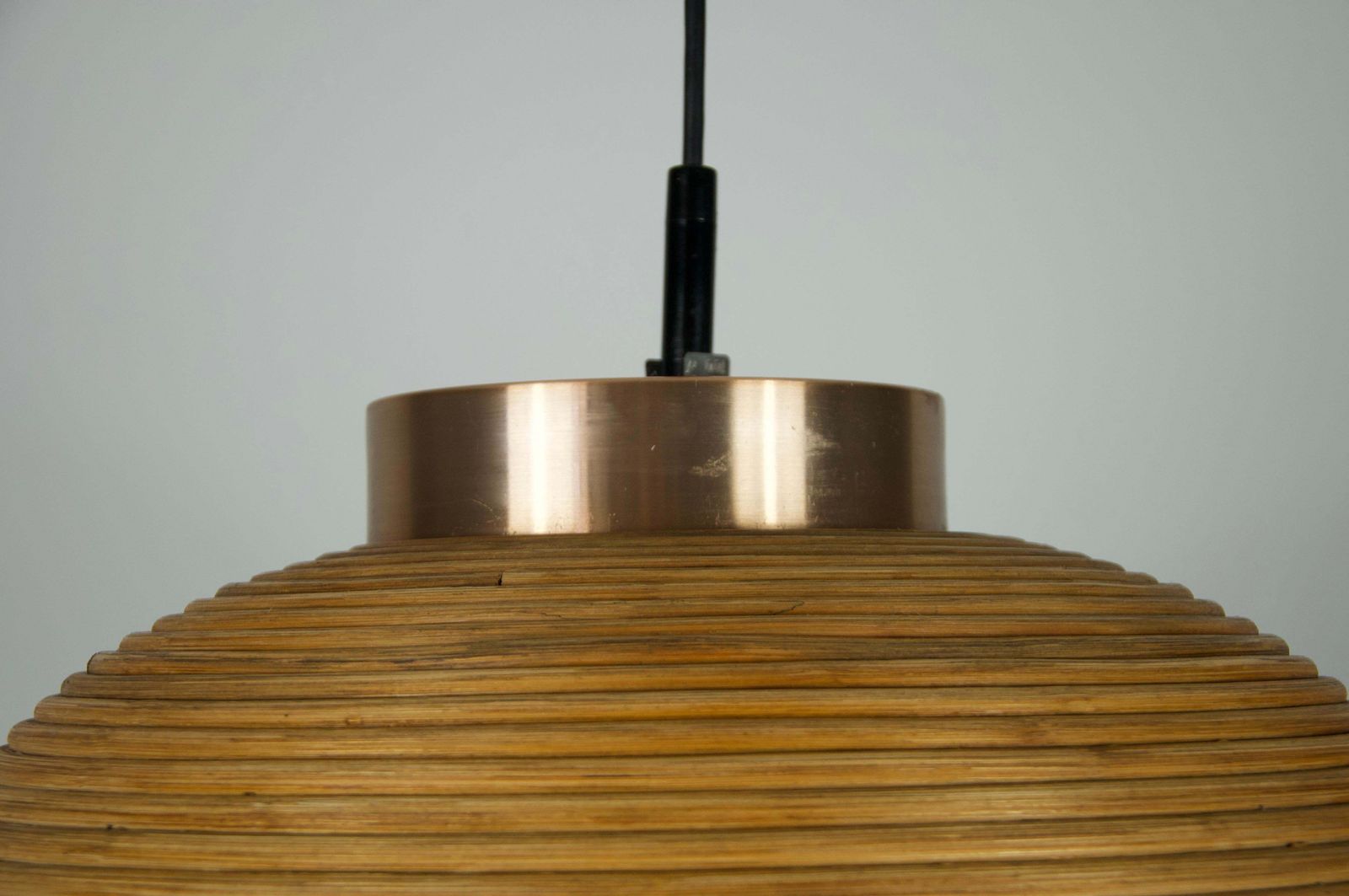Wooden And Glass Pendant Lamp By Doria, 1960s, Germany photo vintage