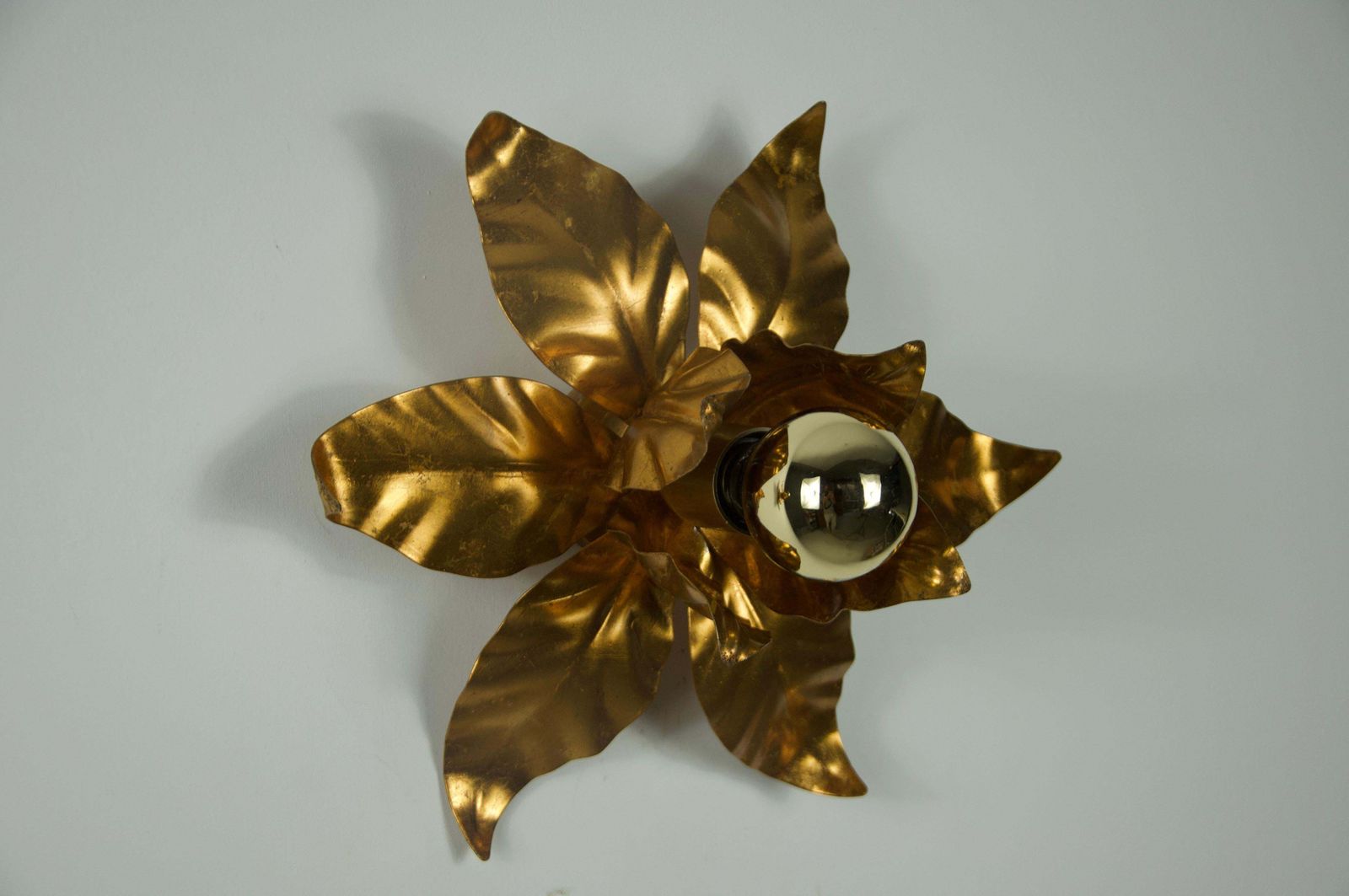 photo for sale Pair Of Florentine Flower Shape Wall Lamps By Hans Kögl, Germany, 1950s