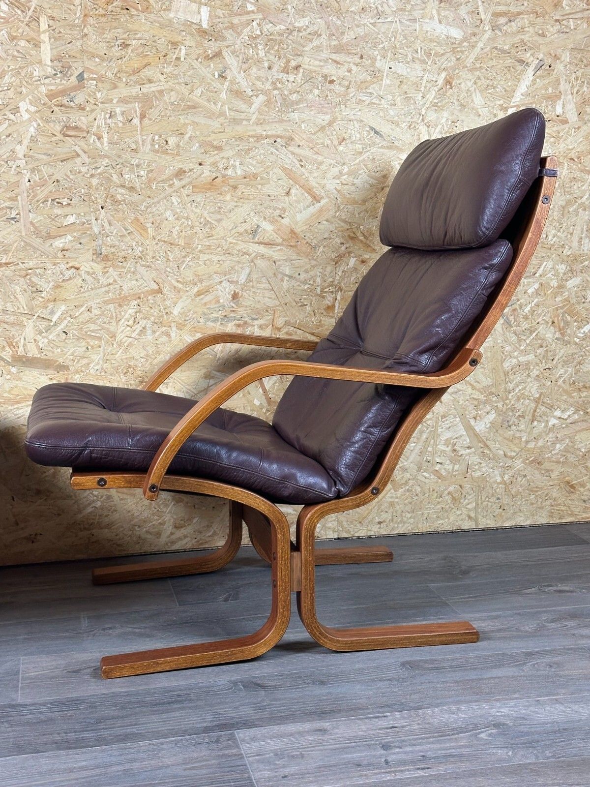 2x 60s 70s Armchairs Easy Chair Leather Armchairs Westnofa Norway Mid Century photo 1357.0