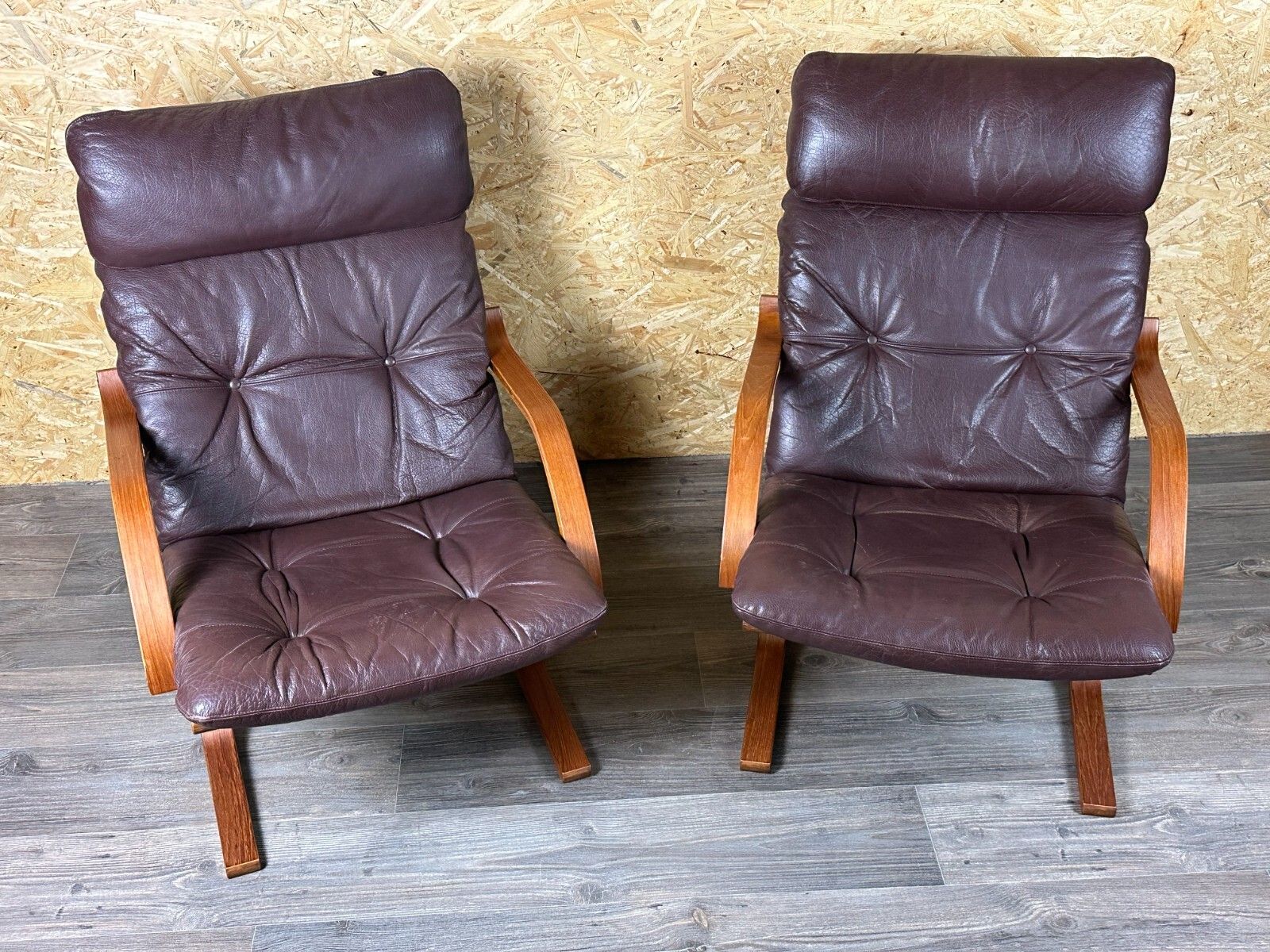 photo furniture 2x 60s 70s Armchairs Easy Chair Leather Armchairs Westnofa Norway Mid Century