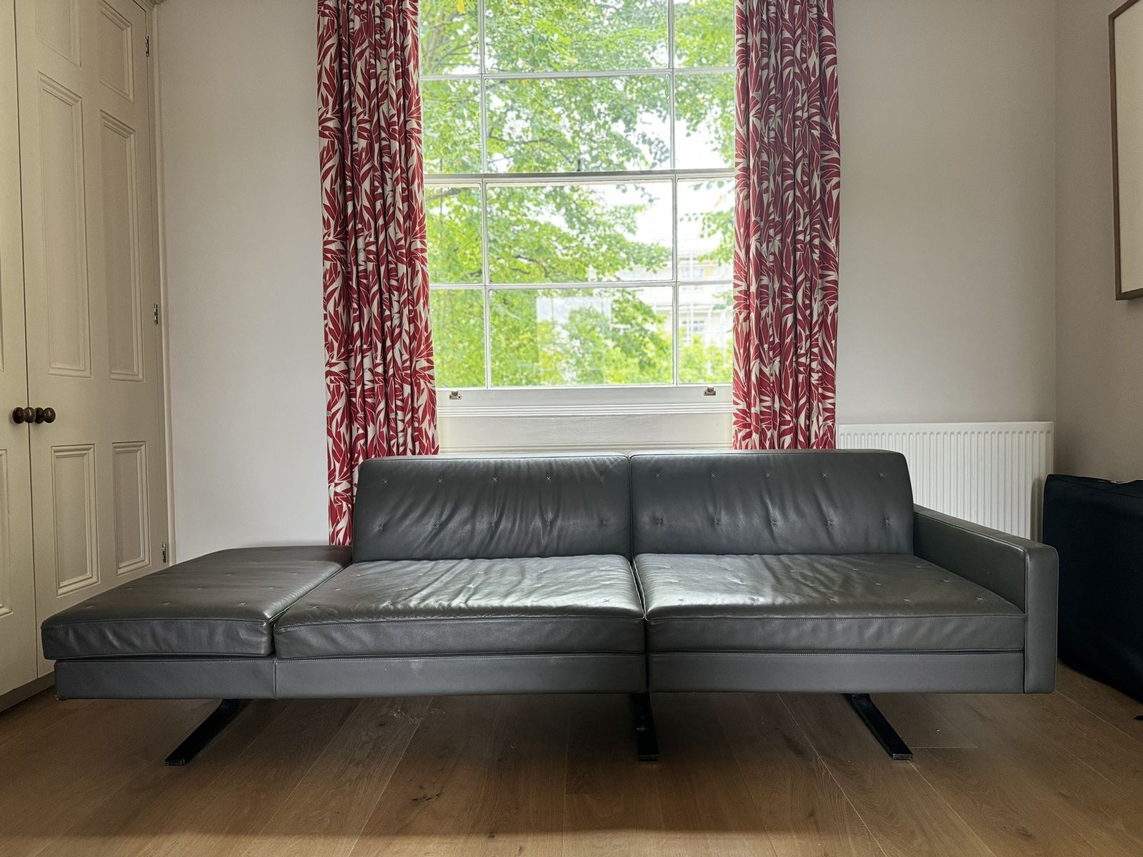 Rare Poltrona Frau “Kennedee” 3 Seat Sofa – In Gunmetal Grey “Pelle Frau” Leather