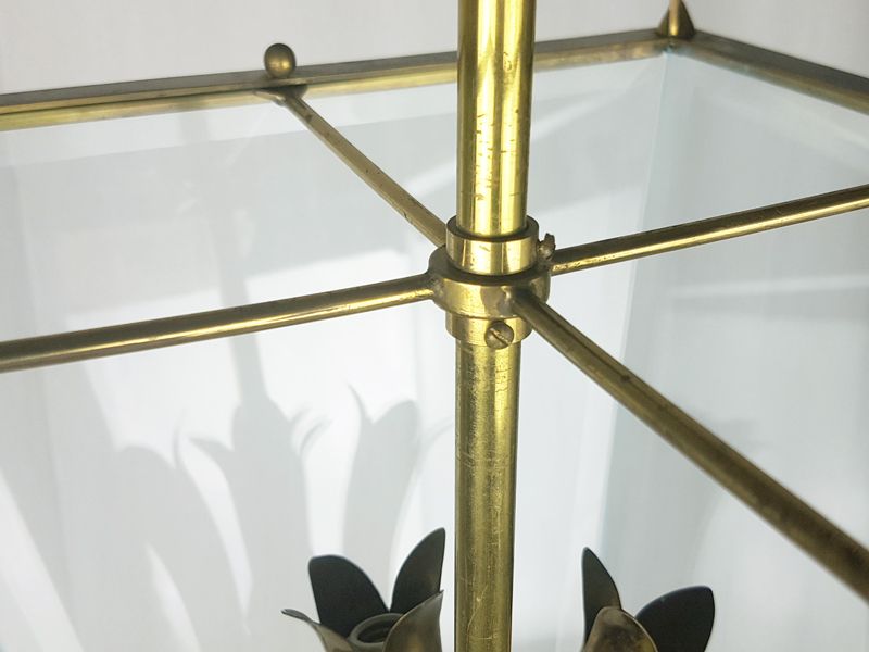 2100.0 Mid Century Italian Faceted Glass & Brass Pendant In The Style Of G. Ulrich, 1940s photo