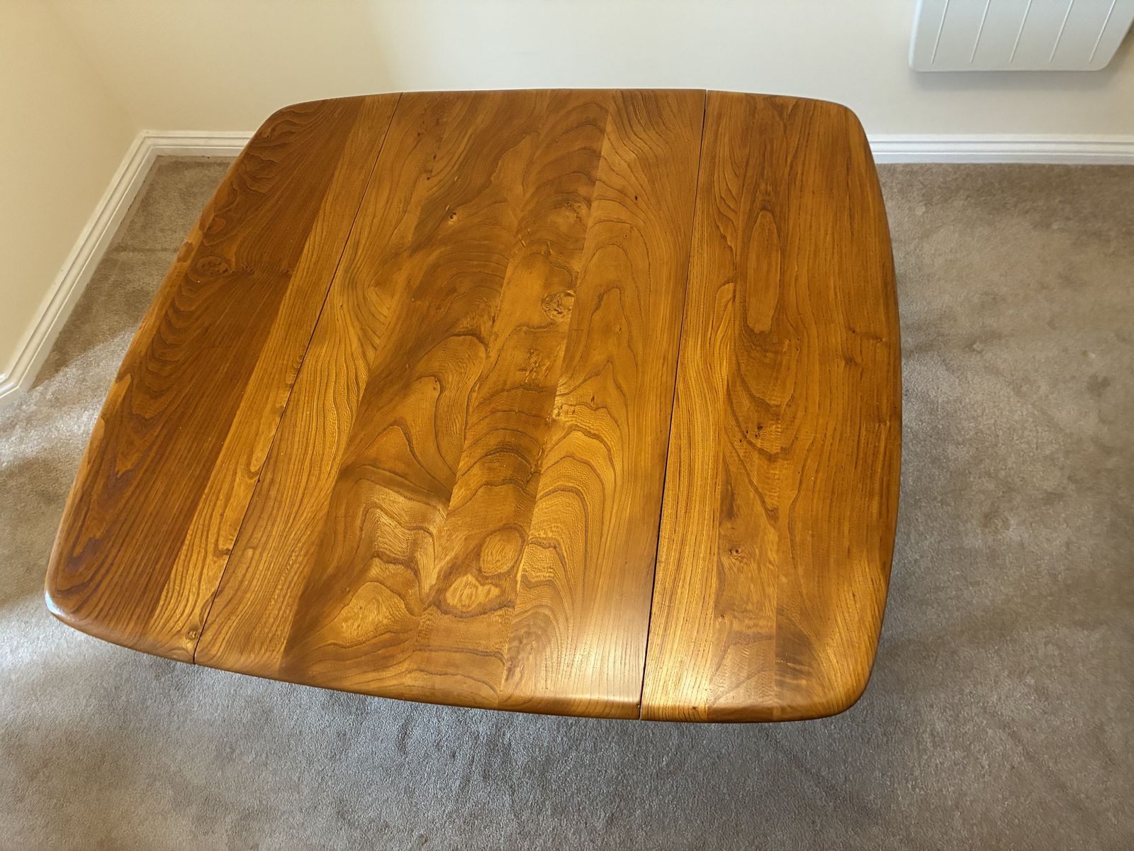Period Ercol Square Folding Dining Table With Curved Edges