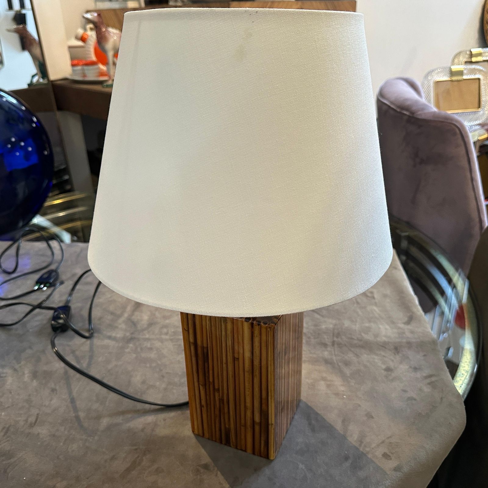 1960s Mid Century Modern Riccardo Marzi Bamboo Resin Italian Table Lamp photo for sale