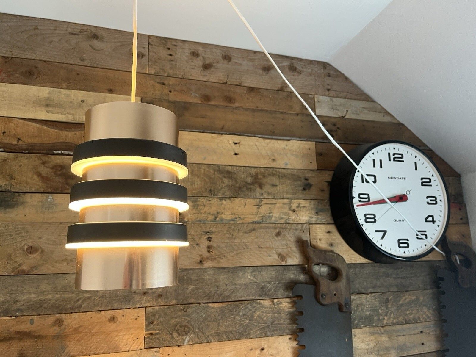 Pair Of Gec Mid Century Copper Space Age 70's Ceiling Light Shades Danish Fog & Morup Jo Hammerborg Style