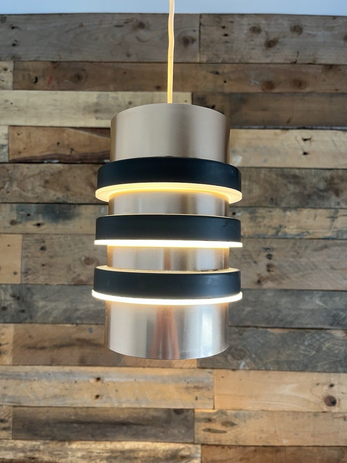 Pair Of Gec Mid Century Copper Space Age 70's Ceiling Light Shades Danish Fog & Morup Jo Hammerborg Style photo for sale