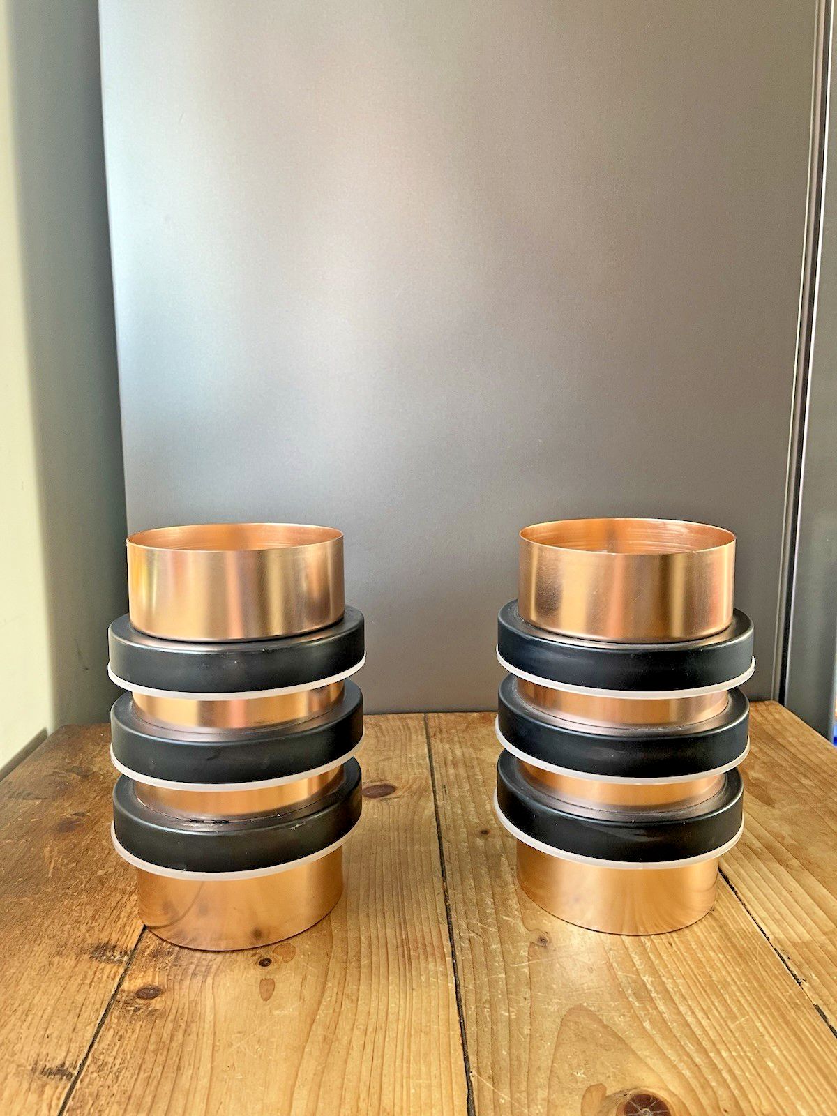Lighting Pair Of Gec Mid Century Copper Space Age 70's Ceiling Light Shades Danish Fog & Morup Jo Hammerborg Style photo
