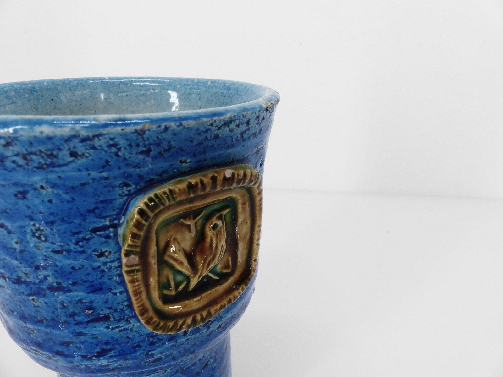 Rimini Blu Ceramic Mug Vase By Aldo Londi For Bitossi Italy 1970 photo vinterior