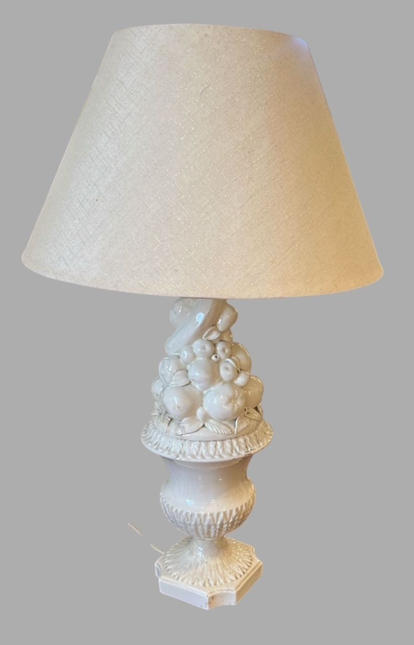 A Mid Century Ceramic Fruit Lamp Made In Manise, France. Stamped And Marked