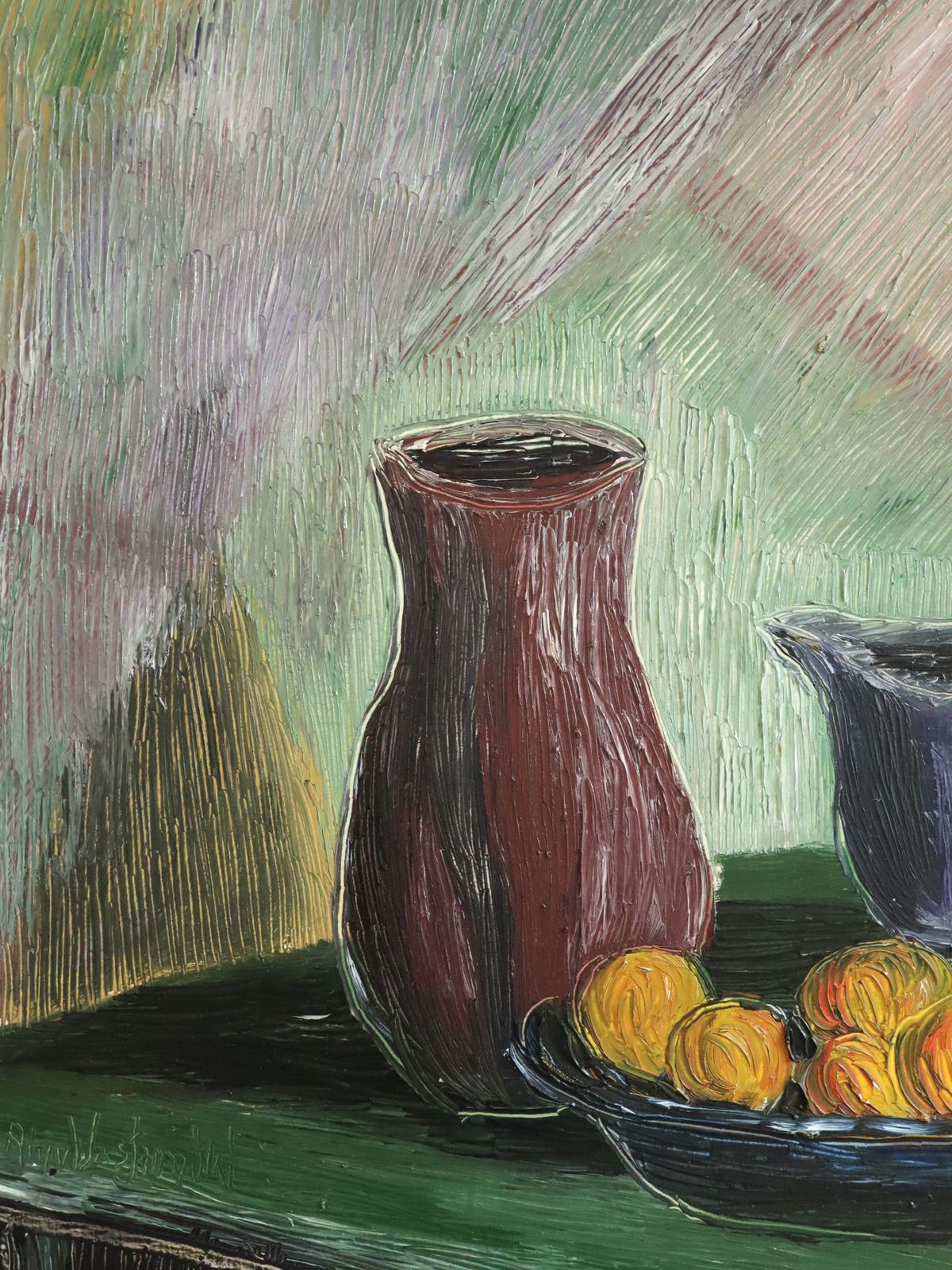photo furniture Fruit & Brushes  Oil Painting, Mid 20th Century