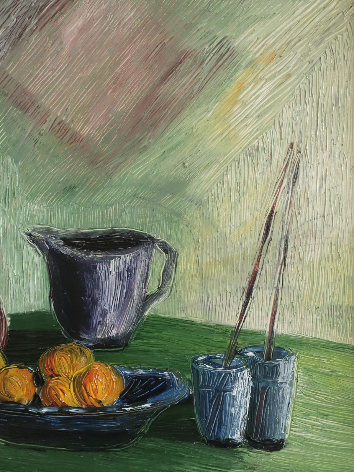 photo for sale Fruit & Brushes  Oil Painting, Mid 20th Century