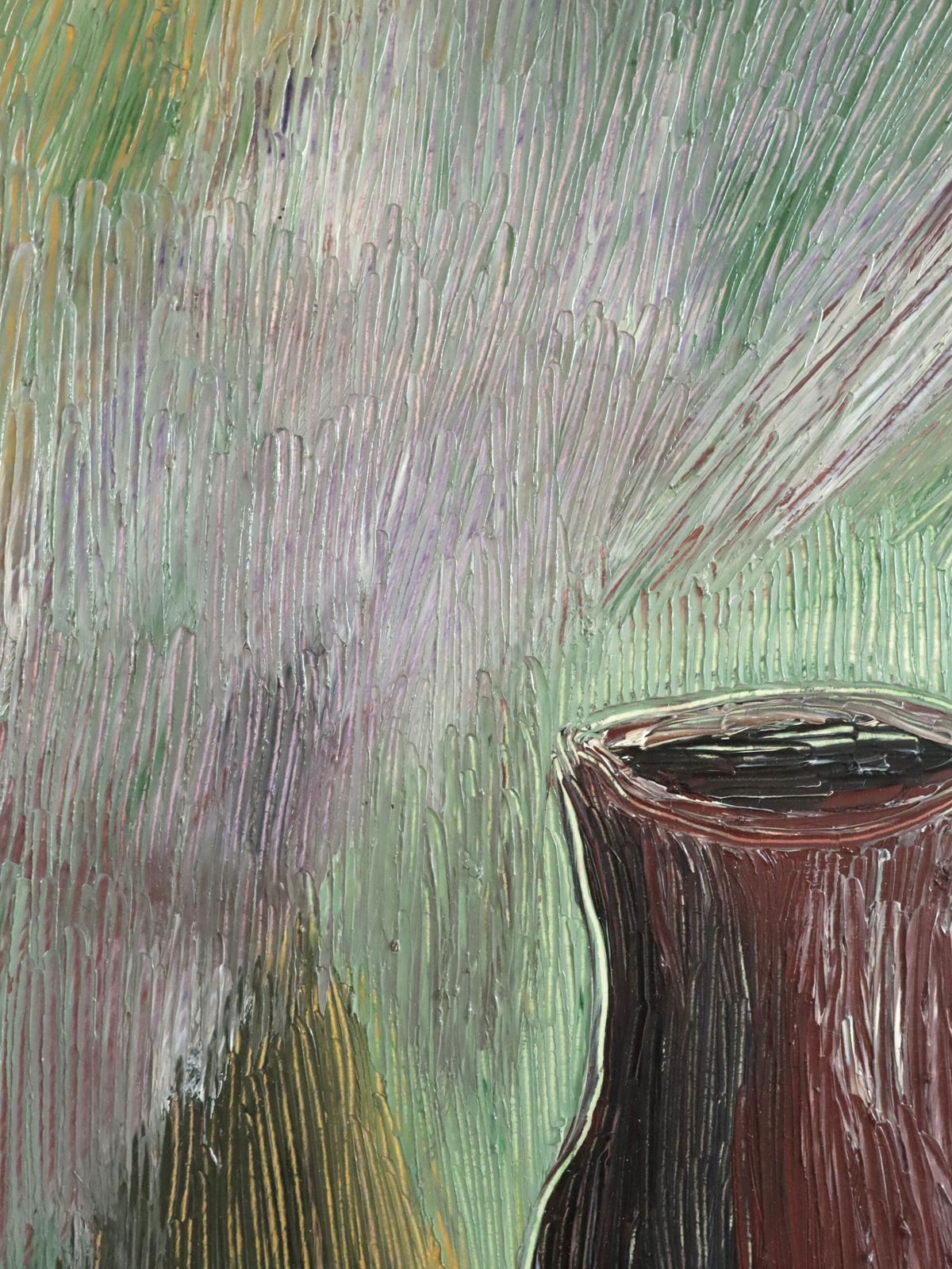 490.0 Fruit & Brushes  Oil Painting, Mid 20th Century photo