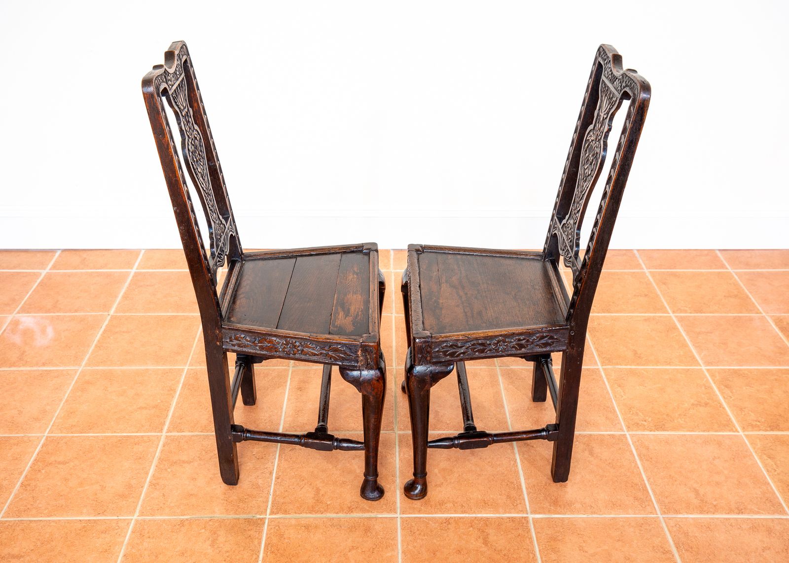 3500.0 Pair Of Jacobean Carved Hall Chairs Oak 1620 Antique Country House Chairs Primitive Baronial Side Dining Chairs photo