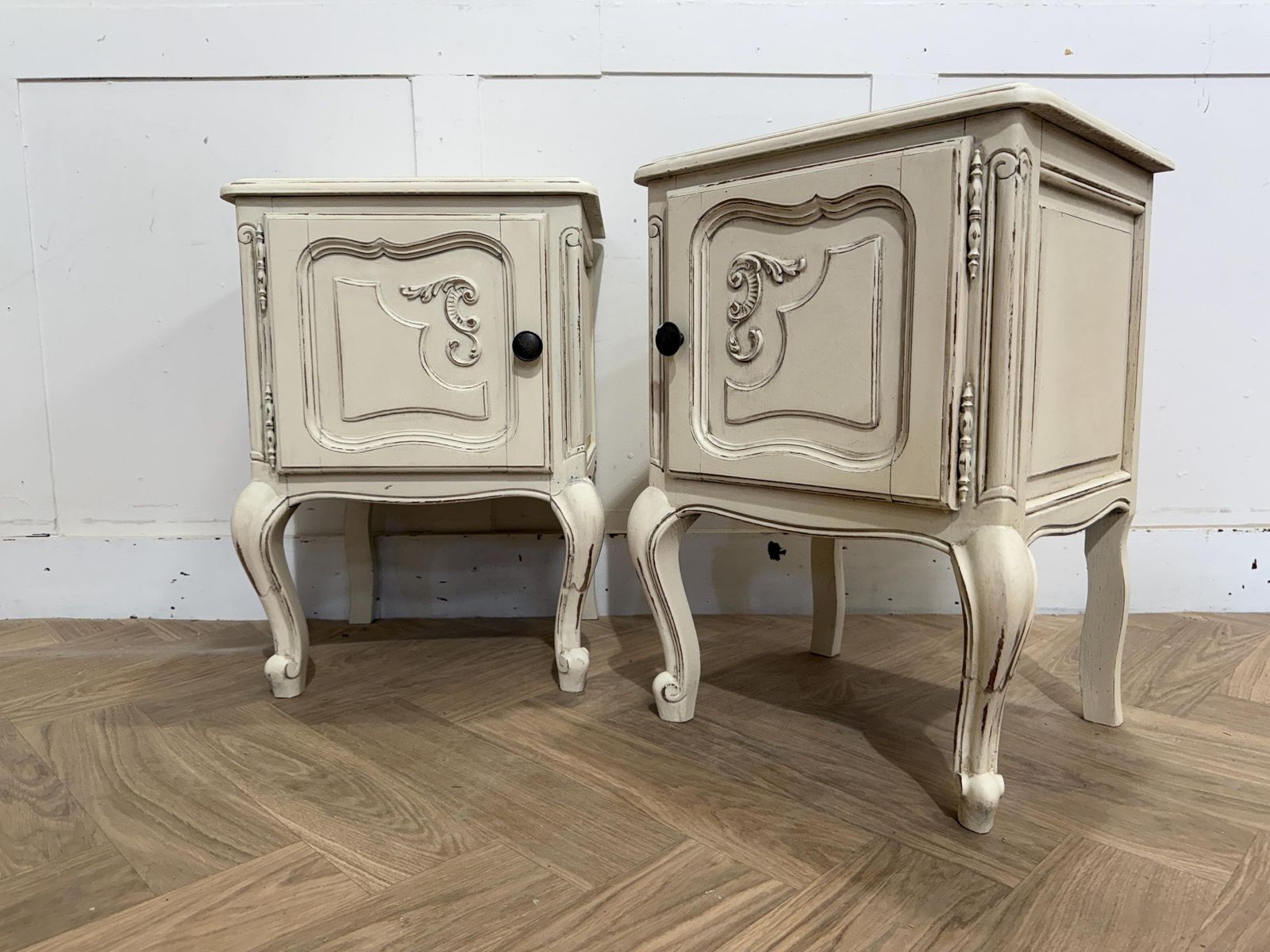 Vintage French Painted Pair Of Pot Cupboard Bedsides Tables Pair Of French Bedside Tables
