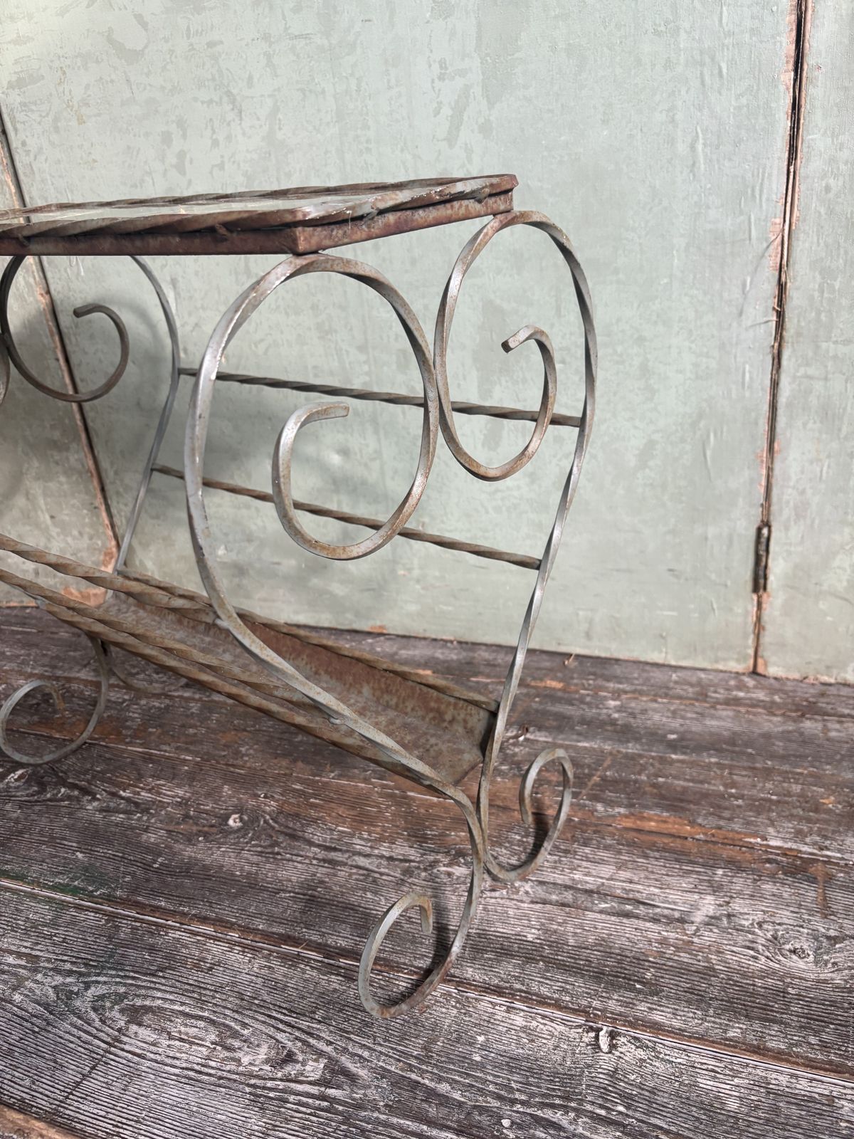 Vintage French Wrought Iron Magazine Rack photo vinterior