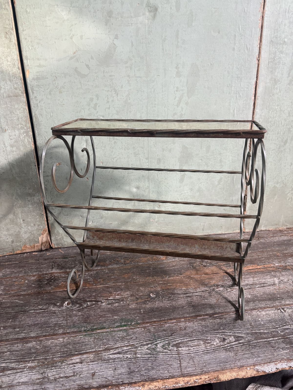 Vintage French Wrought Iron Magazine Rack