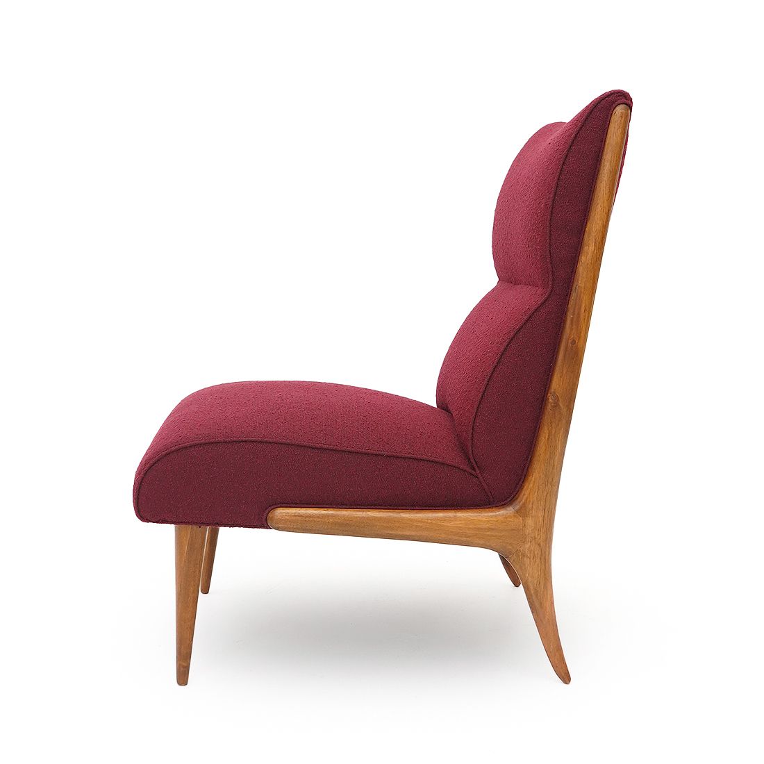 photo furniture Pair Of Wooden And Bouclé Armchairs, 1940s