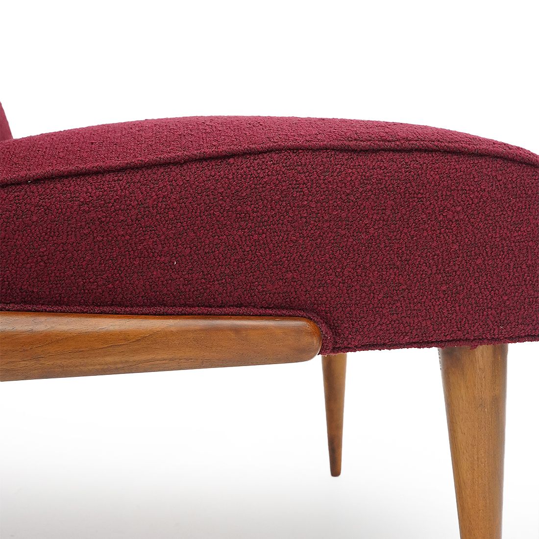 Furniture Pair Of Wooden And Bouclé Armchairs, 1940s photo