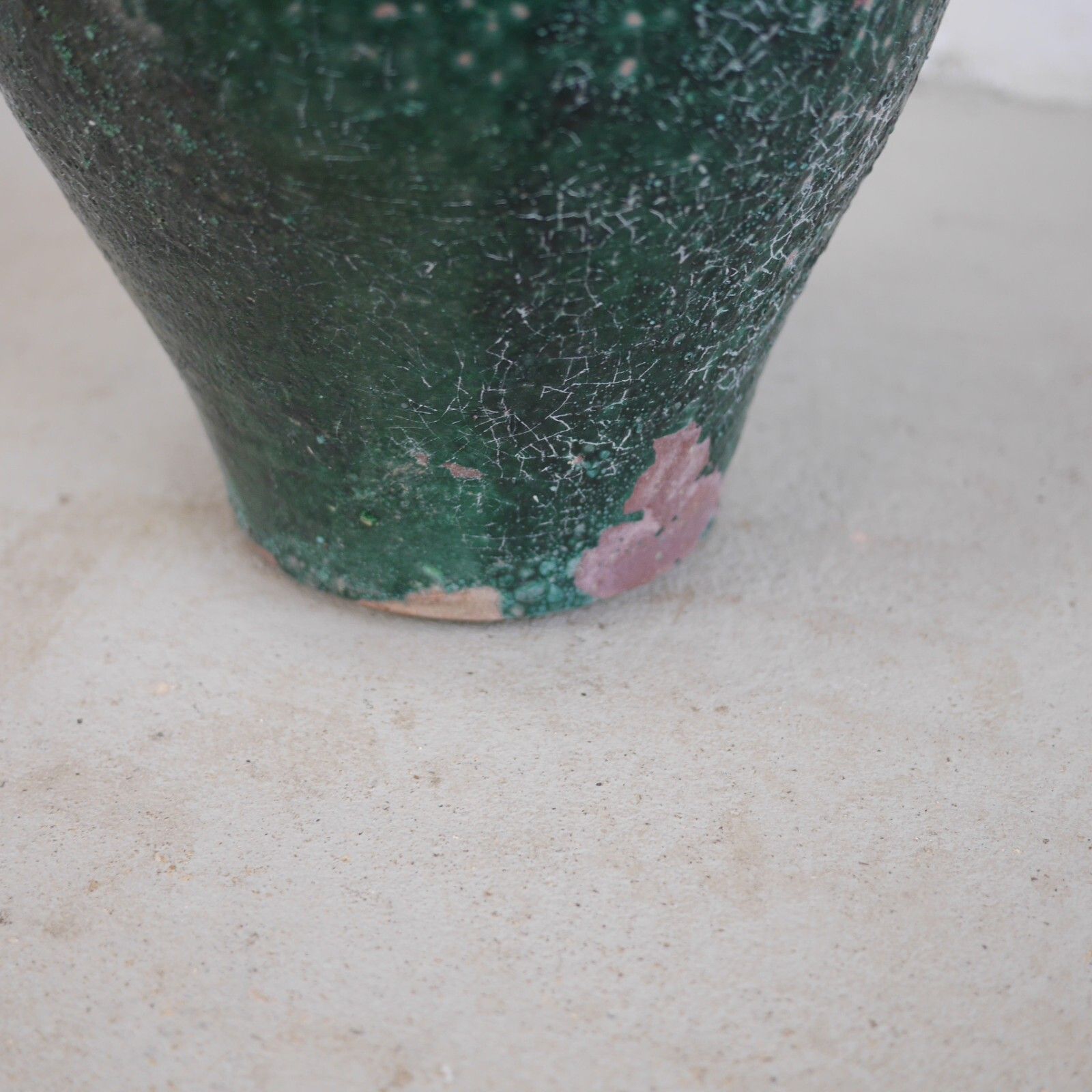 photo buy Terracotta Green Fat Lava Glazed Olive Jar Rustic Vase Urn Pot Amphora #102926