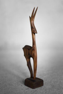 Danish Mid Century Modern Dark Wood Gazelle Figurine, 1960s photo furniture