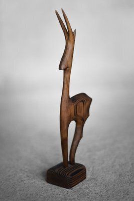 Danish Mid Century Modern Dark Wood Gazelle Figurine, 1960s photo buy