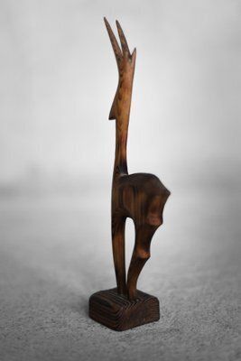 photo furniture Danish Mid Century Modern Dark Wood Gazelle Figurine, 1960s