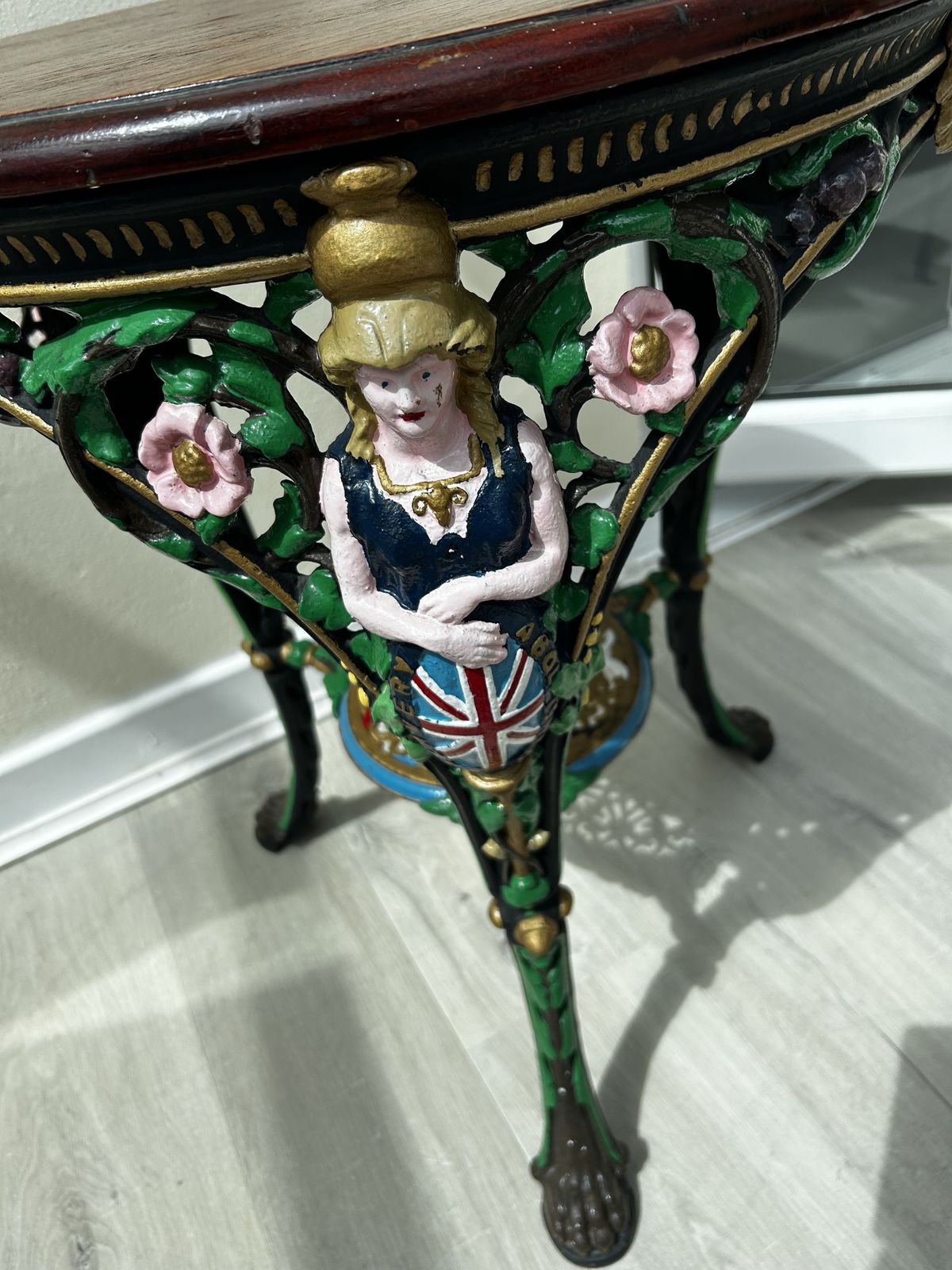 Britannia Abolish Slavery Cast Iron Victorian Pub Table photo for sale