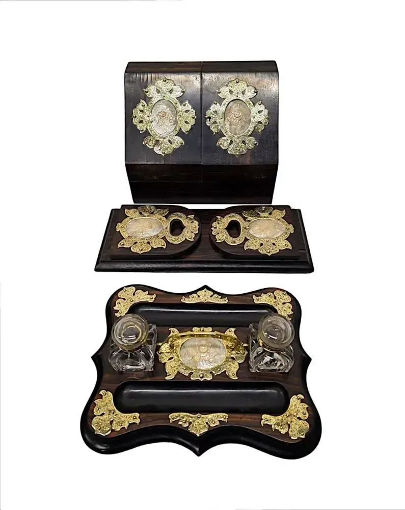 A Very Rare 19th Century Coromandel Desk Set photo vintage
