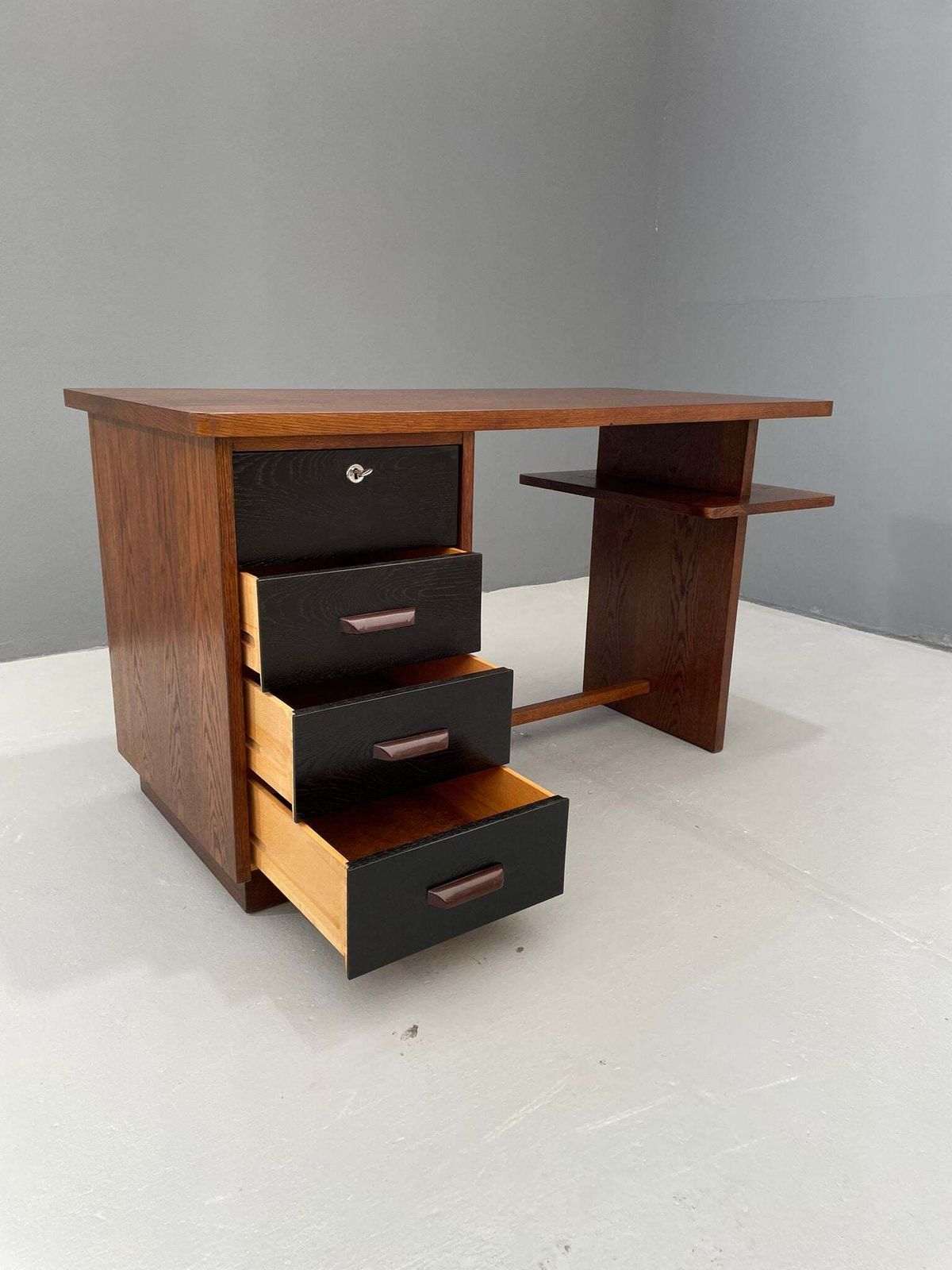 Fully Restored 1950s Writing Desk By Jindřich Halabala For Jitona – Czech Mid Century Modern photo vinterior