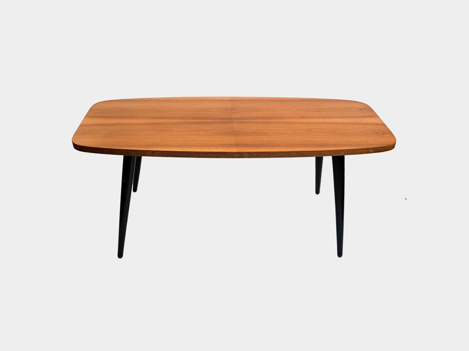 Vintage Wooden Coffee Table Blonde Coloured Veneer With Black Legs Modernist Design Mid Century Home Decor 1950s photo Furniture