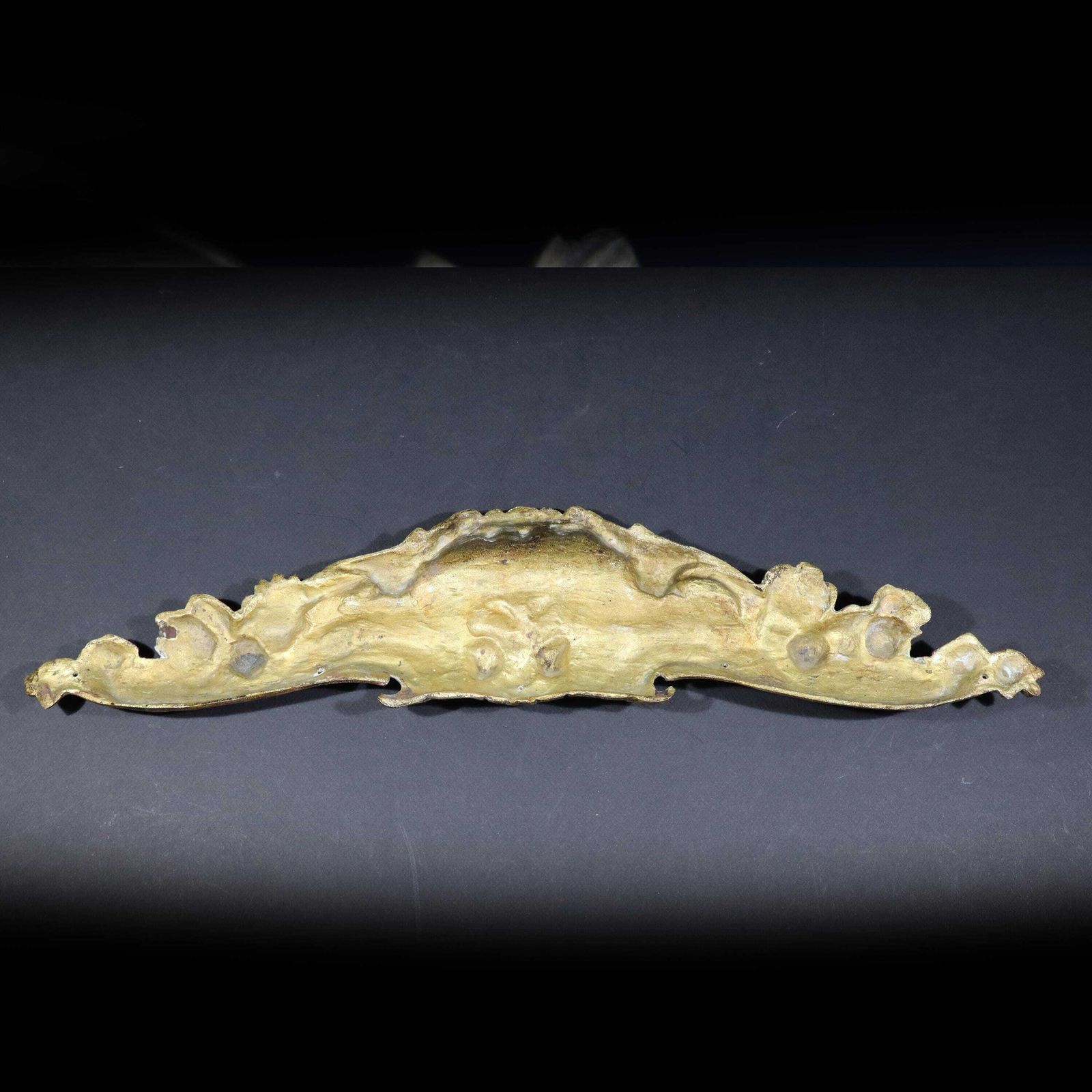 Large Antique French Gilt Bronze Pediment Rococo Ornament Furniture Hardware