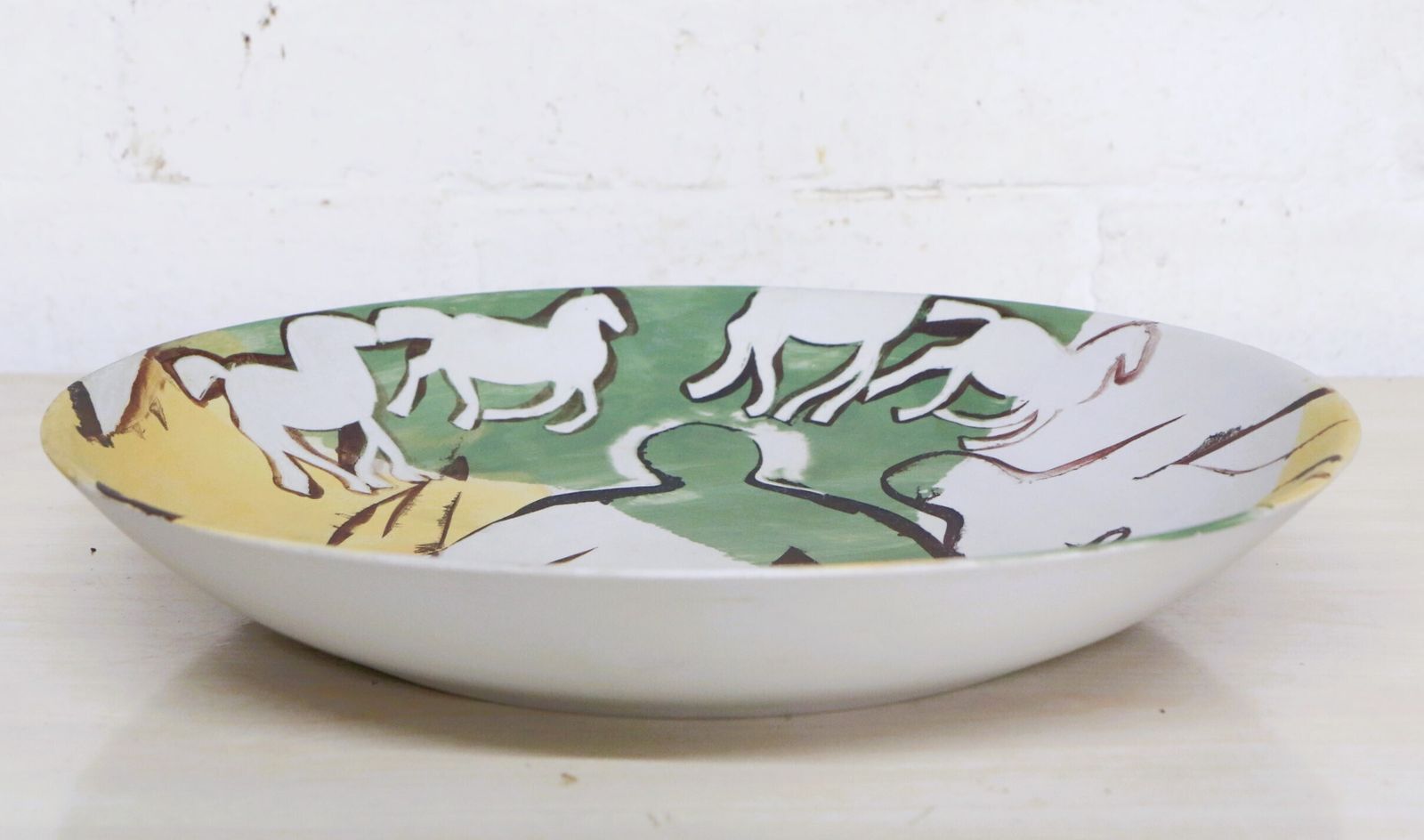 Large Shallow Ceramic Bowl Mid Century Modern Abstract Decorations By Torquil Pottery Highly Decorative One Off photo vinterior