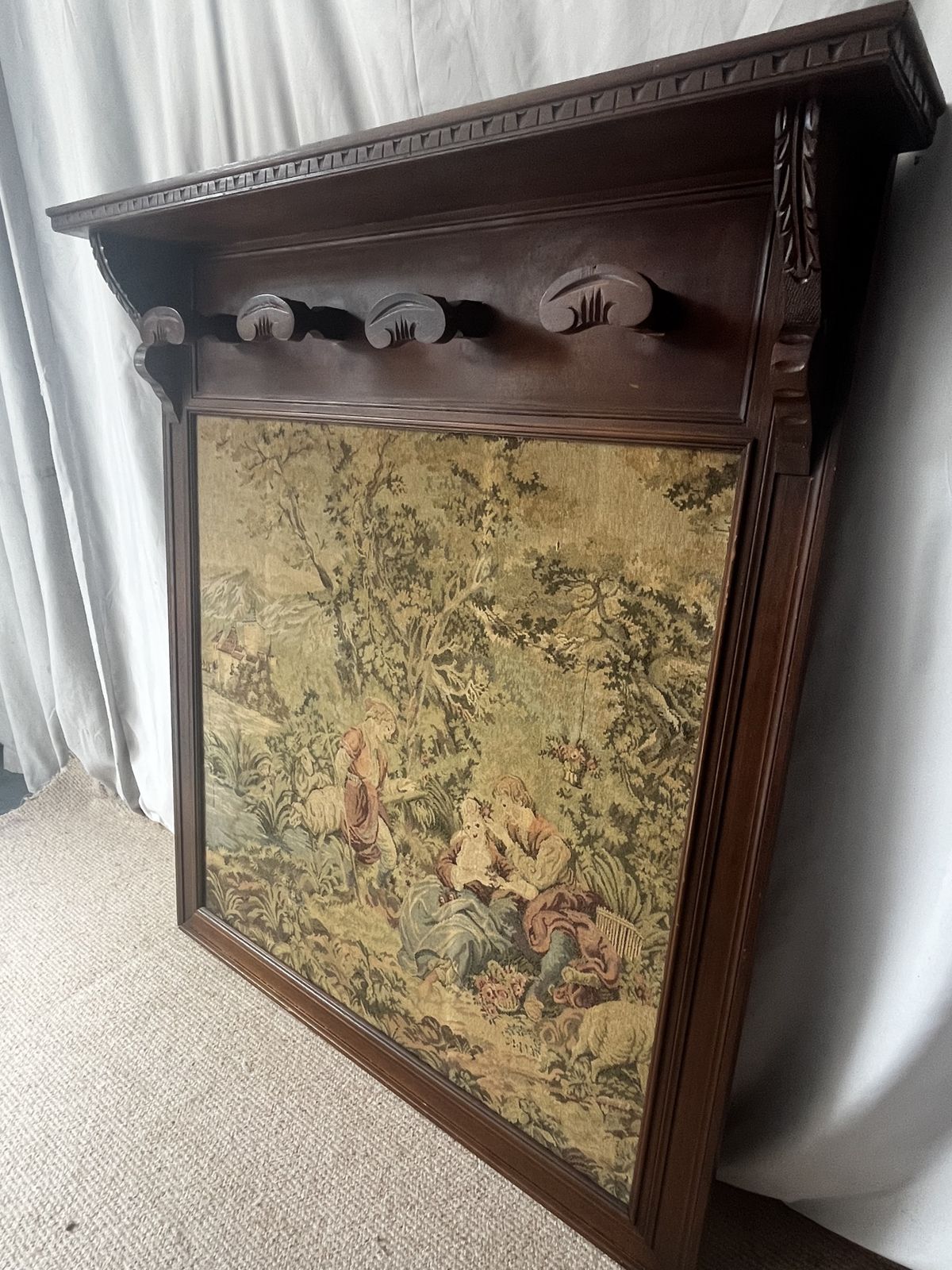 photo furniture Vintage Wall Mounted French Coat Rack – French Pastoral Scene