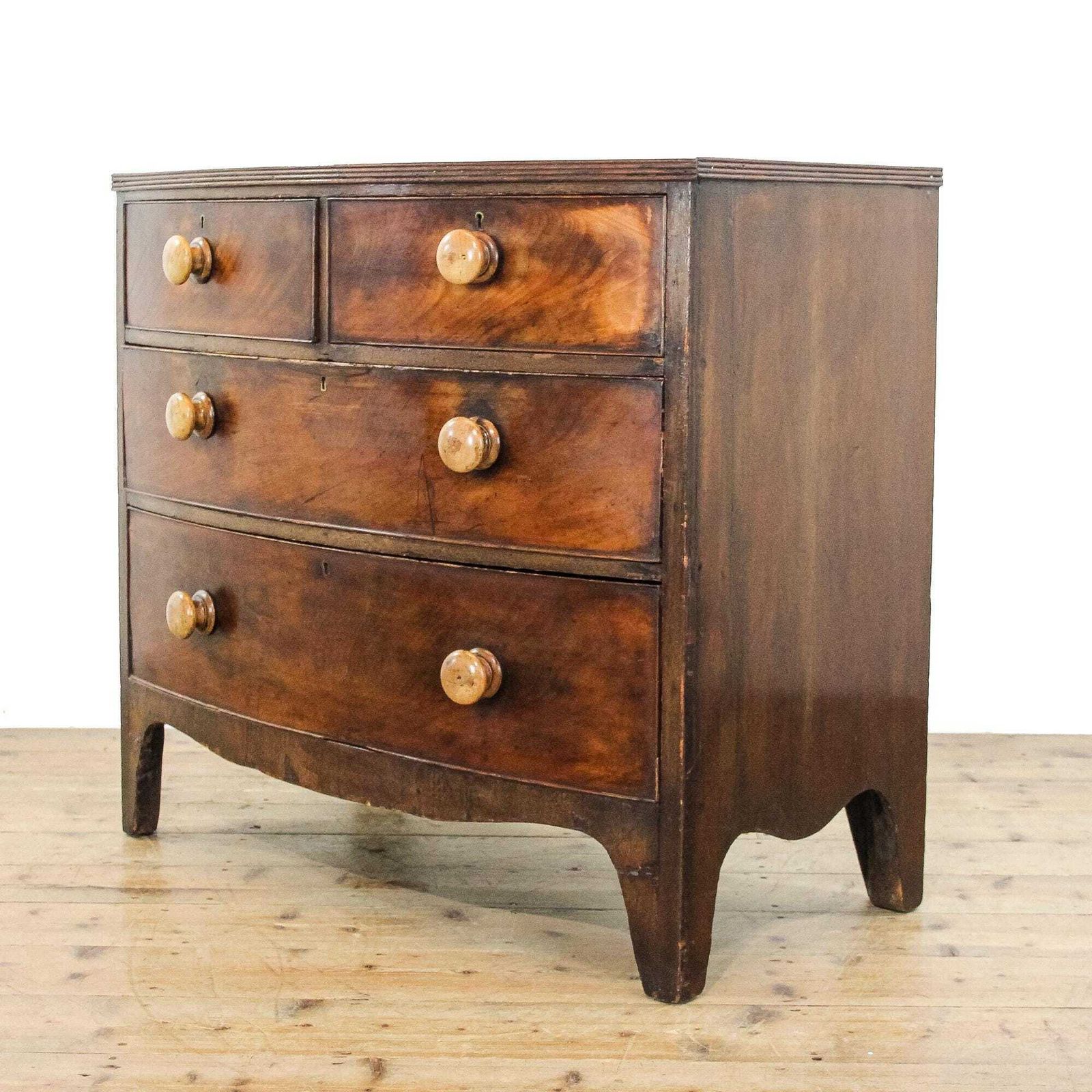 Antique 19th Century Mahogany Bow Front Chest Of Drawers | Antique Storage | Bedroom Drawers | Antique Chest Of Drawer (M 6060) photo furniture