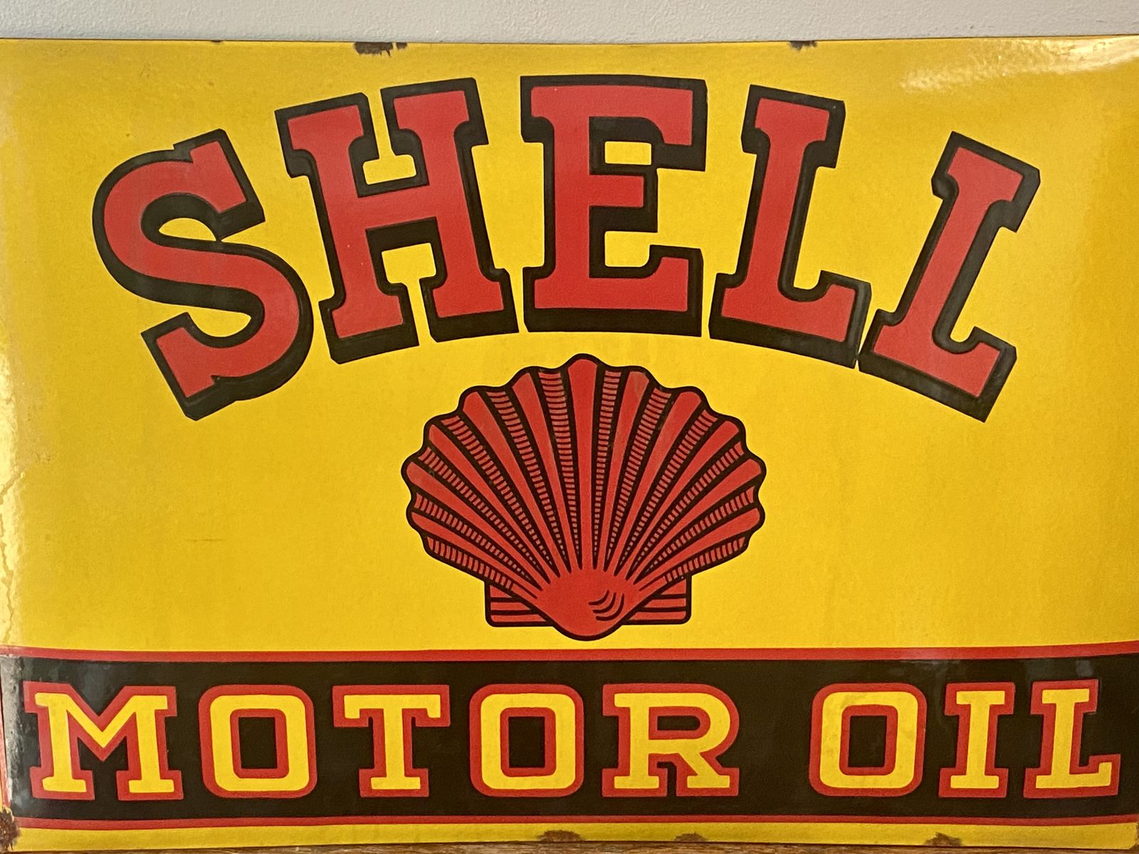 Shell Motor Oil Garage Automotive Sign Automobile Gas Petrol Dealer Dealership Advertising Service Station Old Stickman Clam Petrol Can Jug Bp Essso photo 395.0