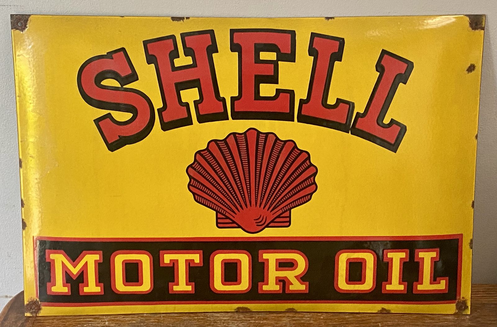 395.0 Shell Motor Oil Garage Automotive Sign Automobile Gas Petrol Dealer Dealership Advertising Service Station Old Stickman Clam Petrol Can Jug Bp Essso photo