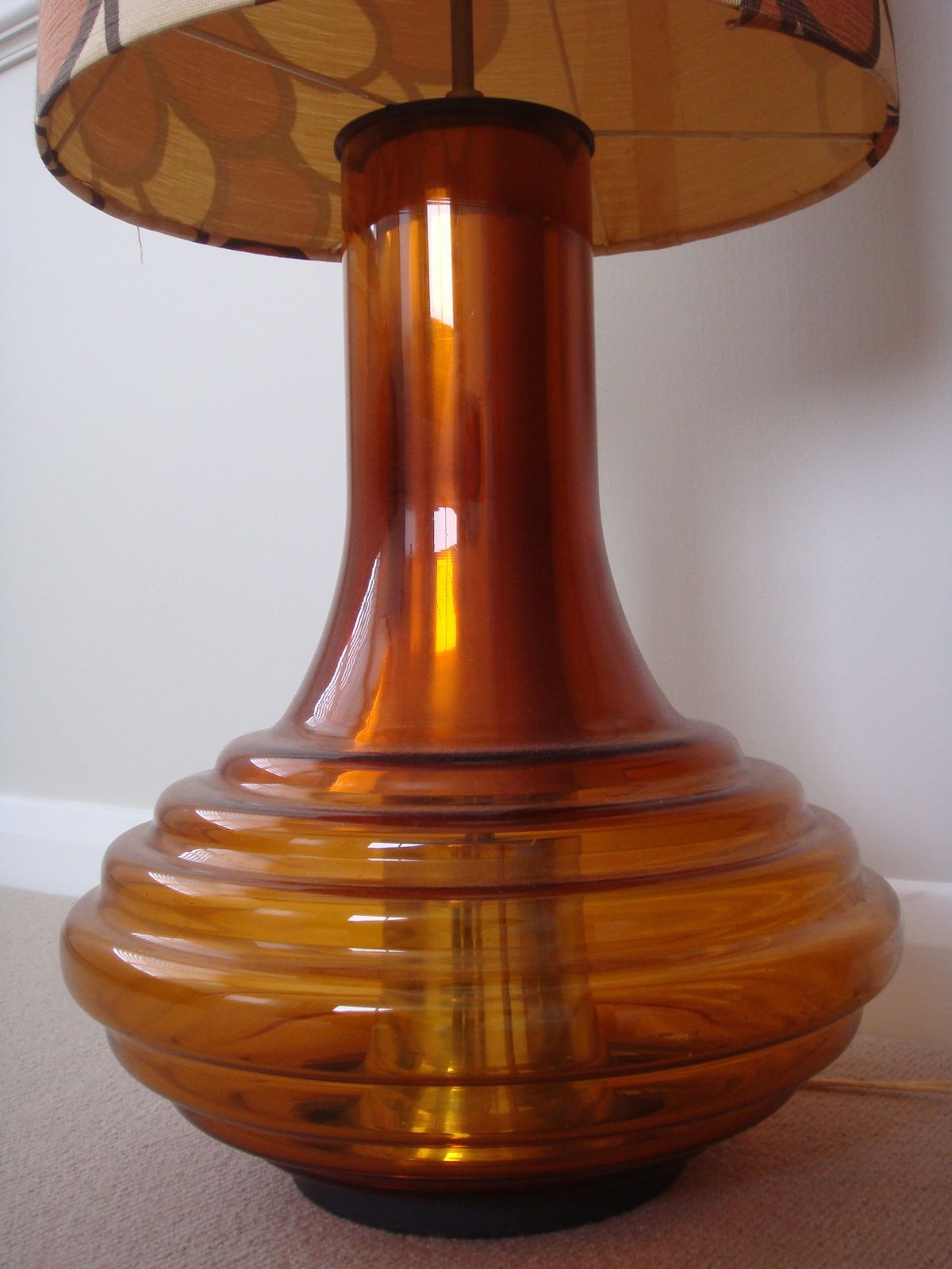 Xl Retro Glass Floor Lamp With Xl Original Lampshade, 1960s, Mid Century photo furniture