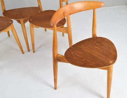 Fh4103 Heart Dining Chairs By Hans Wegner For Fritz Hansen, Denmark, 1950s, Set Of 4 photo vintage