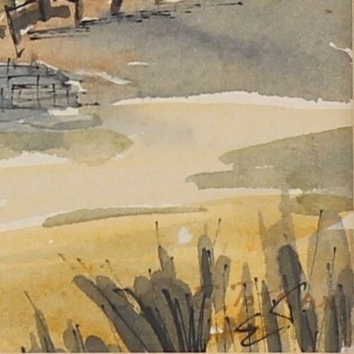 Watercolour By Elsa Totman The Tide Mill Woodbridge 1977 photo for sale