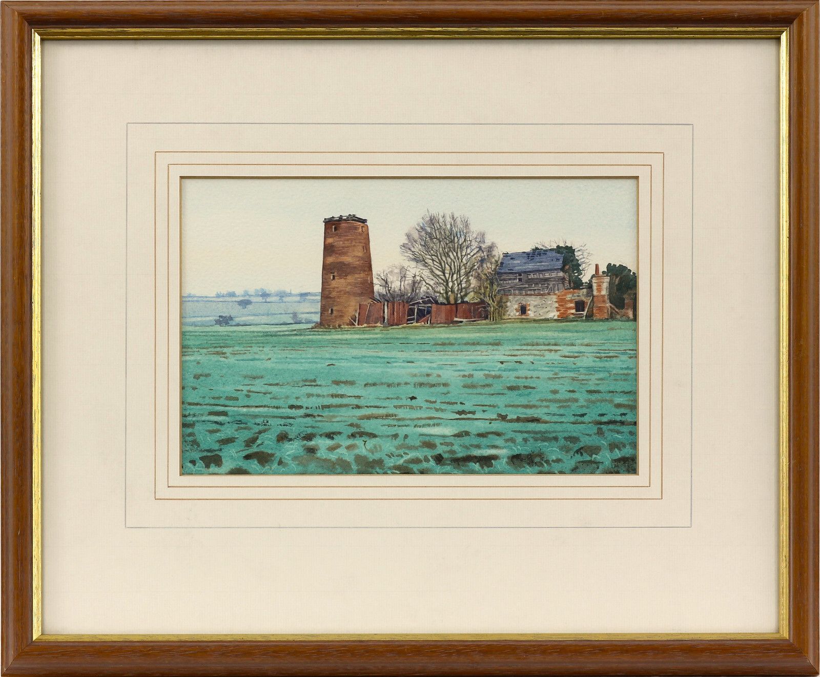 Watercolour Titled "Derelict Windmill Great Welnetham" By Lillias August photo Art