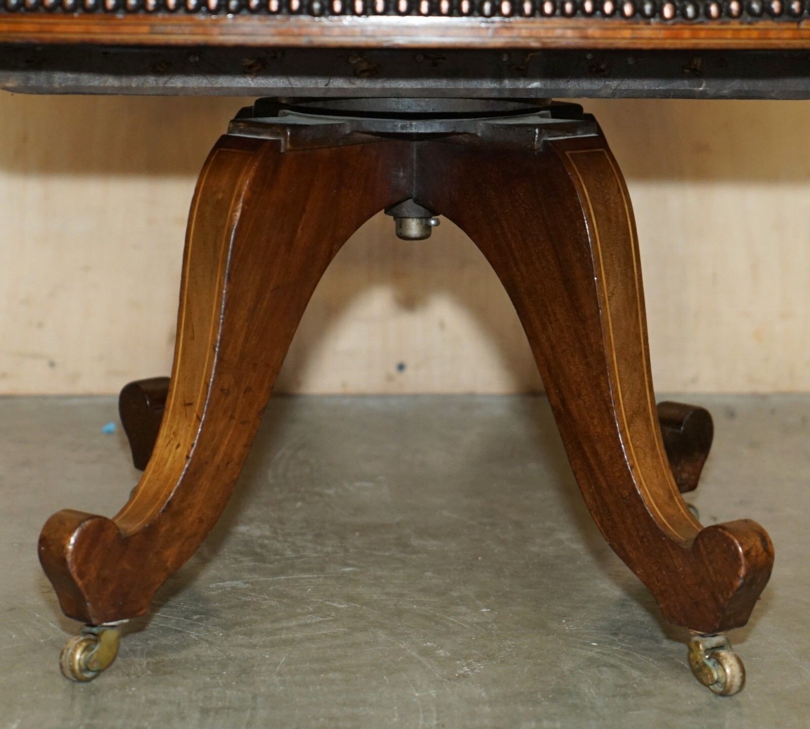 photo buy Antique Victorian Cornelius V Smith Fully Restored Brown Leather Captains Chair