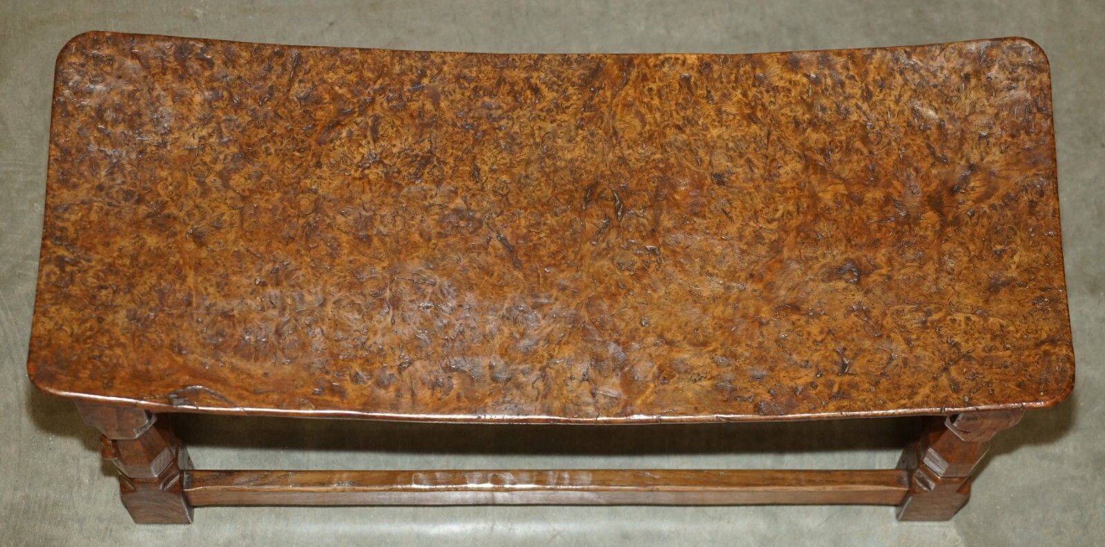 Important 1930's Burr Oak Robert Mouseman Thompson Stool With Period Curved Top photo Furniture