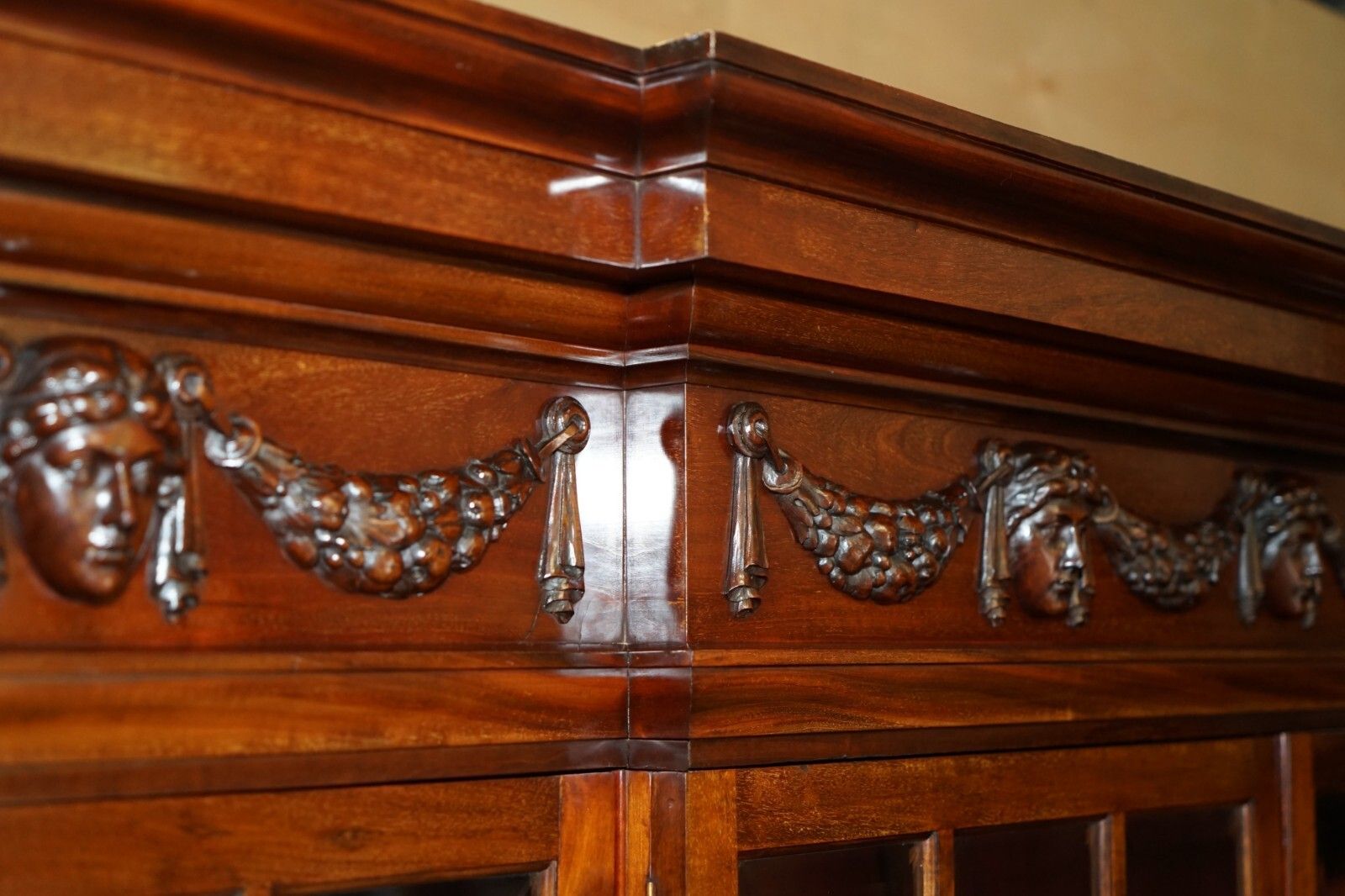 Monumental 2.4 Meter Tall Antique Victorian Mahogany Glazed Library Bookcase photo vintage