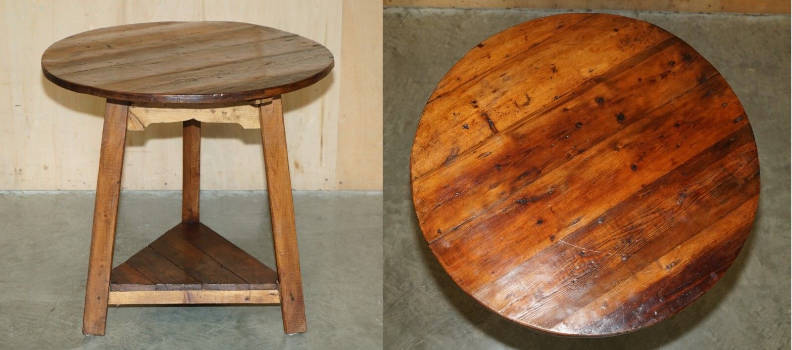 19th Century Primative Pine Cricket Table Stunning Timber Patina Must See Pics