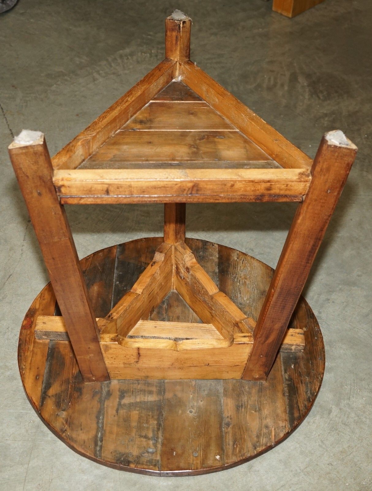 3950.0 19th Century Primative Pine Cricket Table Stunning Timber Patina Must See Pics photo