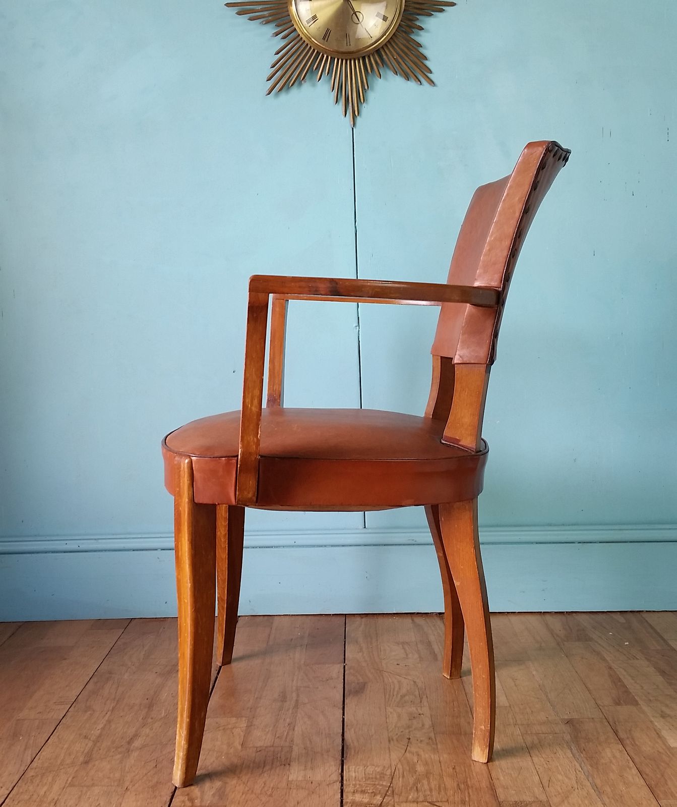 Antique French Leather Bridge Chair photo Furniture