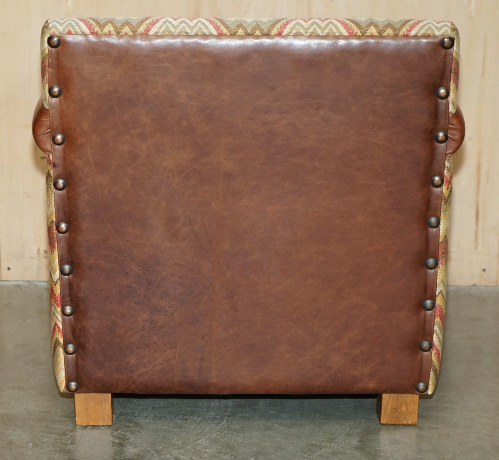 photo vintage Pair Of Andrew Martin Marlborough Brown Leather Reversible Kilim Armchairs