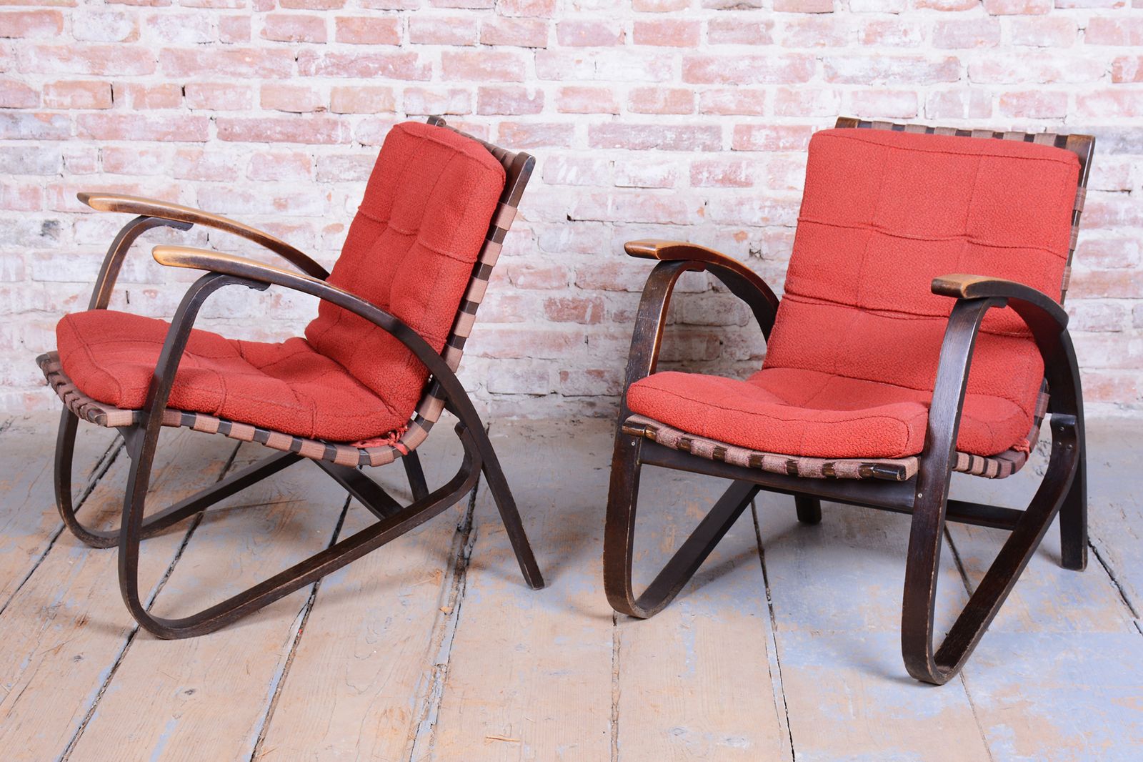 Pair Of Restored Art Deco Armchairs, Designed By Jan Vaněk, Oak, Czech, 1940s photo furniture