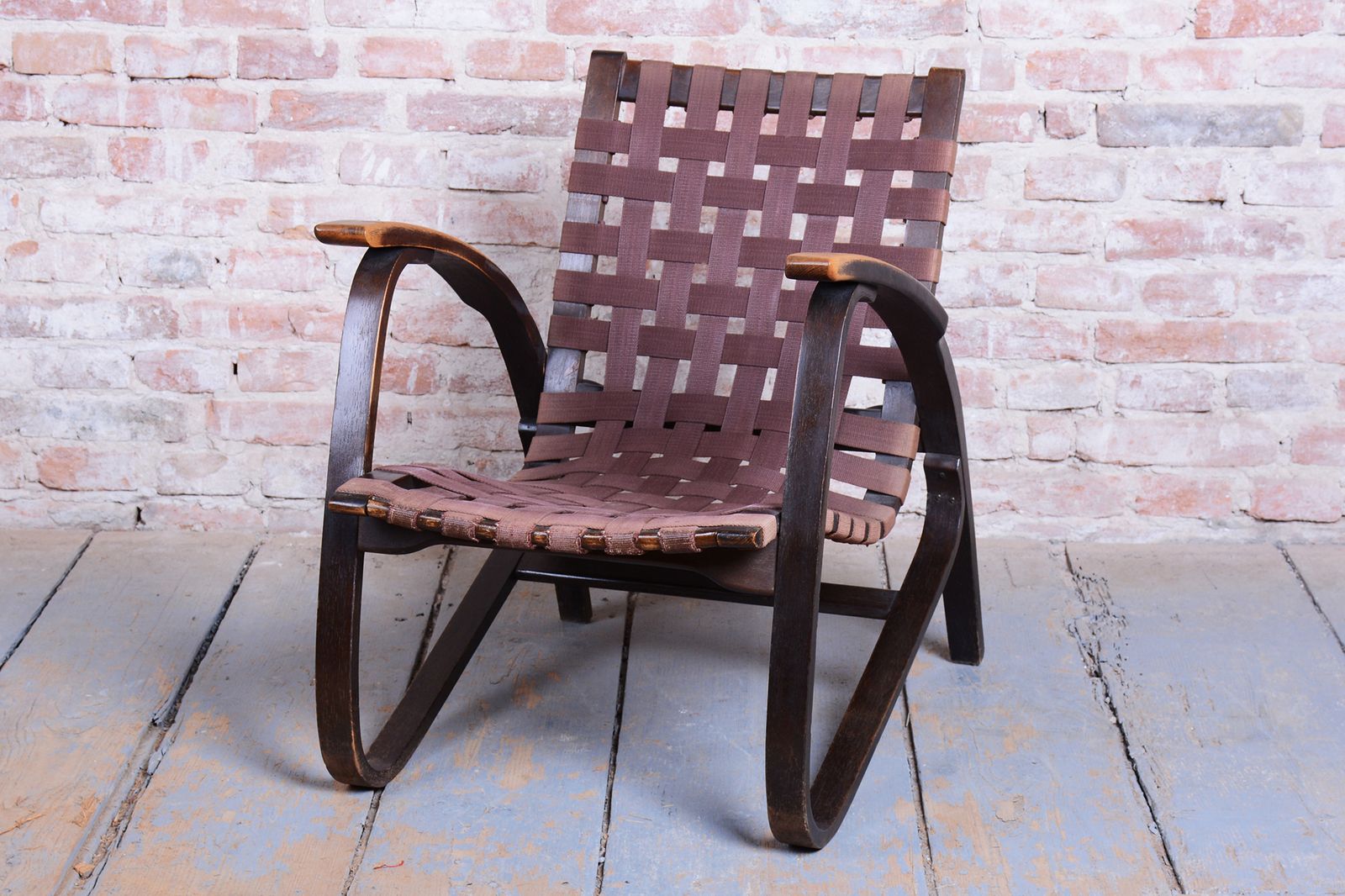 photo for sale Pair Of Restored Art Deco Armchairs, Designed By Jan Vaněk, Oak, Czech, 1940s